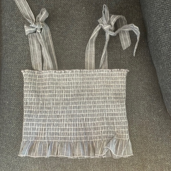 L.A hearts blue and white ruffled and tie top tank!! - Picture 1 of 1